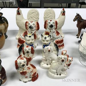 Six Pairs of Staffordshire Ceramic Animals