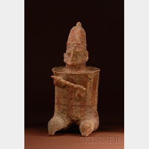 Pre-Columbian Painted Pottery Warrior Figure