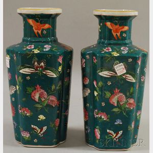 Pair of Polychrome Enameled Vases