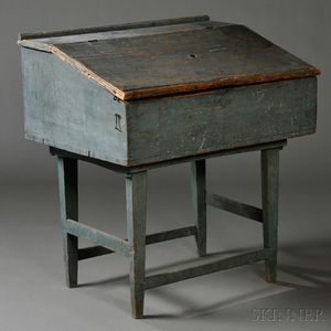 Blue-painted Desk Box on Stand