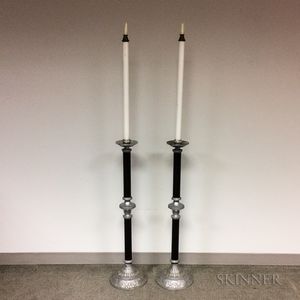 Pair of Art Deco Altar Candlesticks