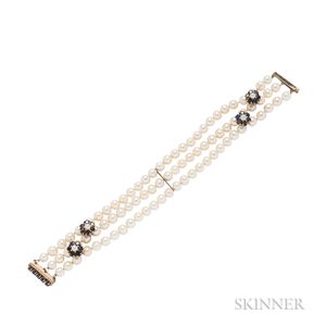Cultured Pearl and Sapphire Bracelet