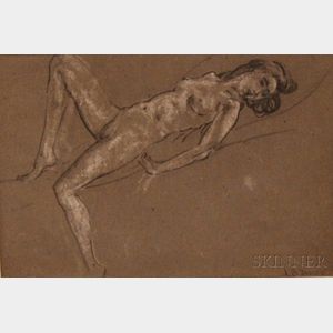 Arthur Bowen Davies (American, 1863-1928) Portrait of a Reclining Nude.