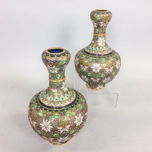 Pair of Chinese Champleve Vases