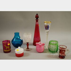 Nine Pieces of Assorted Art Glass