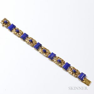 18kt Gold and Lapis Floral Bracelet