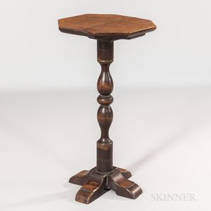 Brown-painted Octagonal-top Cross-base Candlestand