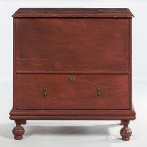 Red-painted Pine Chest over Drawer