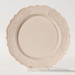 Staffordshire Press-molded Salt-glazed "Success to the King of Prussia and His Forces" Stoneware Plate
