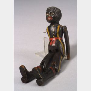 Articulated Carved and Painted Wood Black Soldier Dancing Figure