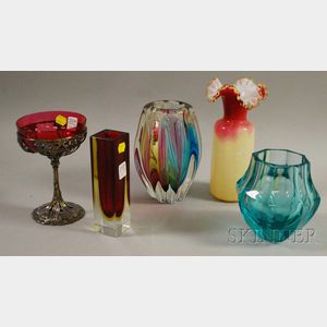 Five Pieces of Assorted Art Glass
