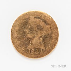 1854-D Medium D $5 Liberty Head Gold Coin