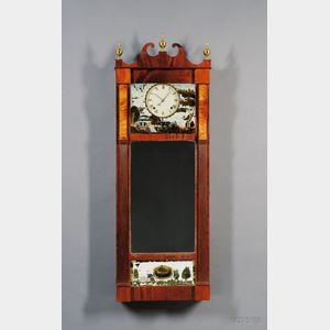 Mahogany Patent Looking Glass Wall Clock by Joseph Ives