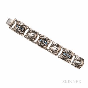 Sterling Silver and Moonstone Bracelet, Designed by Georg Jensen