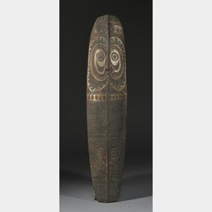 New Guinea Carved and Painted Wood Shield