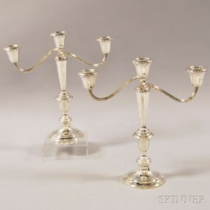 Pair of Gorham Weighted Sterling Silver Convertible Candelabra