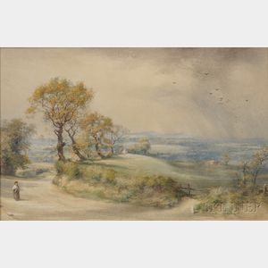 John Edward Newton (British, 1834-) Summer Landscape with Approaching Shower