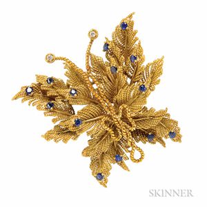 18kt Gold, Sapphire, and Diamond Butterfly Brooch, Tiffany & Co.