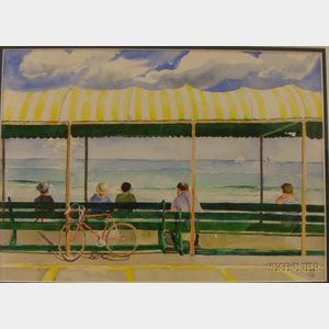 Framed 20th Century American School Watercolor on Paper of an Ogunquit, Maine, Seaside View