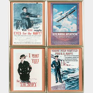 Four Small Framed Reproduction WWI Posters
