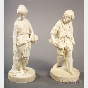 Pair of Copeland Parian Figures of Paul and Virginia