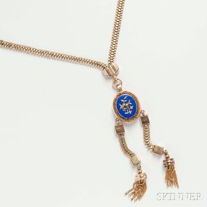 Victorian 14kt Gold, Gem-set, and Enamel Necklace
