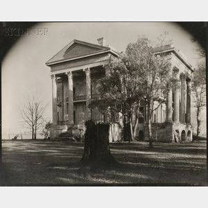 Walker Evans (American, 1903-1975) Belle Grove Plantation with Tree Stump in Foreground, White Castle, Louisiana