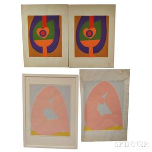 Katarzyna Librowicz (Polish, 1912-1991) Watercolor and Four Contemporary Prints
