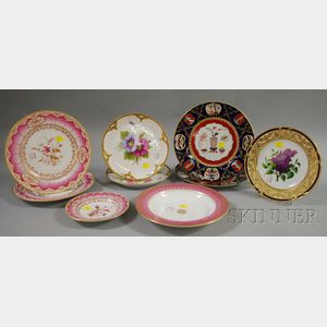 Nine Assorted English and European Decorated Porcelain Plates