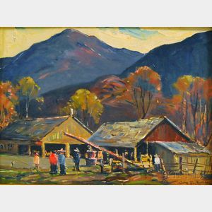 John F. Enser (American, 1898-1968) Stables in Autumn.