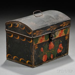 Paint-decorated Tinware Dome-top Trunk
