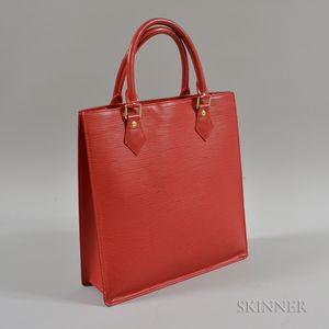 Louis Vuitton Red Leather Epi Plat Sac PM Tote Bag