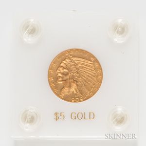 1909 $5 Indian Head Gold Coin, 