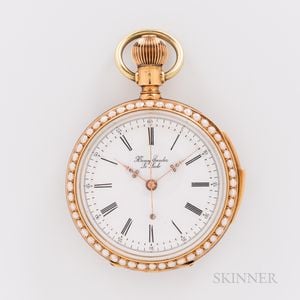 18kt Gold, Enamel, and Pearl Chronograph Quarter-repeating Open-face Watch