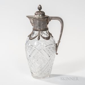 Russian Faberge Workshop Silver-mounted Cut Glass Pitcher