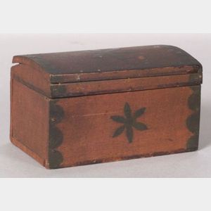 Small Paint Decorated Dome-top Pine Box