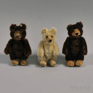 Three Tiny Mohair "Teddy Baby" Steiff Bears