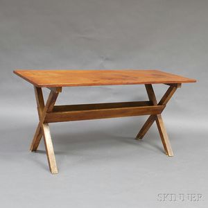 Grain-painted Pine Sawbuck Table