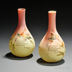 Two Mount Washington Glass Peachblow Vases