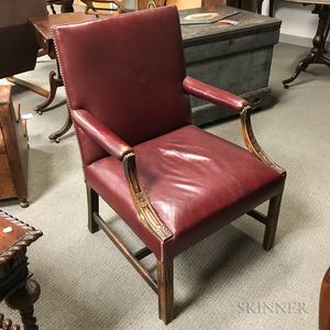 George III-style Leather-upholstered Mahogany Armchair