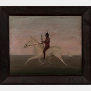 Oil on Canvas Depicting an Indian on Horseback
