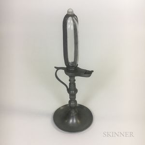 Pewter and Glass Oil Lamp