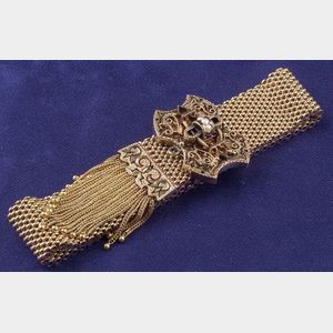 Victorian 14kt Gold, Seed Pearl, and Enamel Slide Bracelet