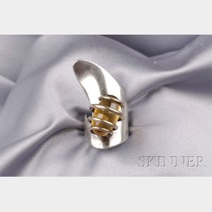 Artist-Designed 14kt Gold, Sterling Silver, and Citrine Ring, Art Smith