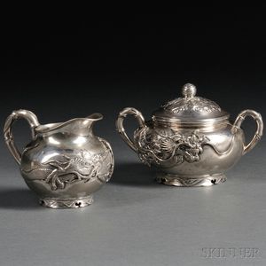 Export Silver Covered Sugar and Creamer Set