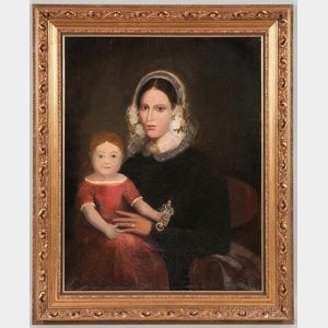 American School, 19th Century Portrait of a Mother and Child.