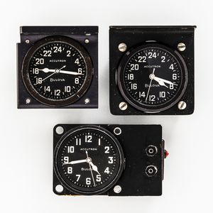 Three Bulova Accutron Military Cockpit Clocks