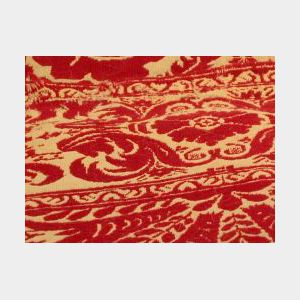 Red and White Jacquard Woven Coverlet.
