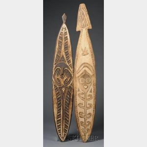 Two New Guinea Carved and Painted Wood Gope Boards