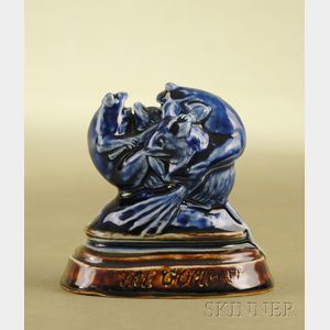 Whimsical Doulton Lambeth Blue Salt-glaze Figural Group